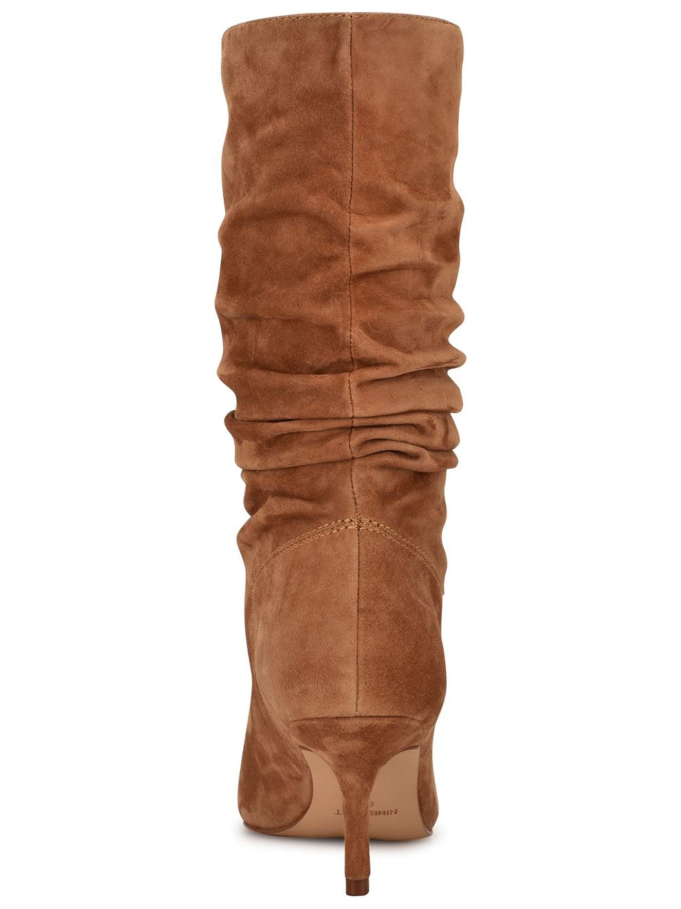NINE WEST Womens Brown Ruched Padded Mycki Pointed Toe Stiletto Dress Slouch Boot 10 M
