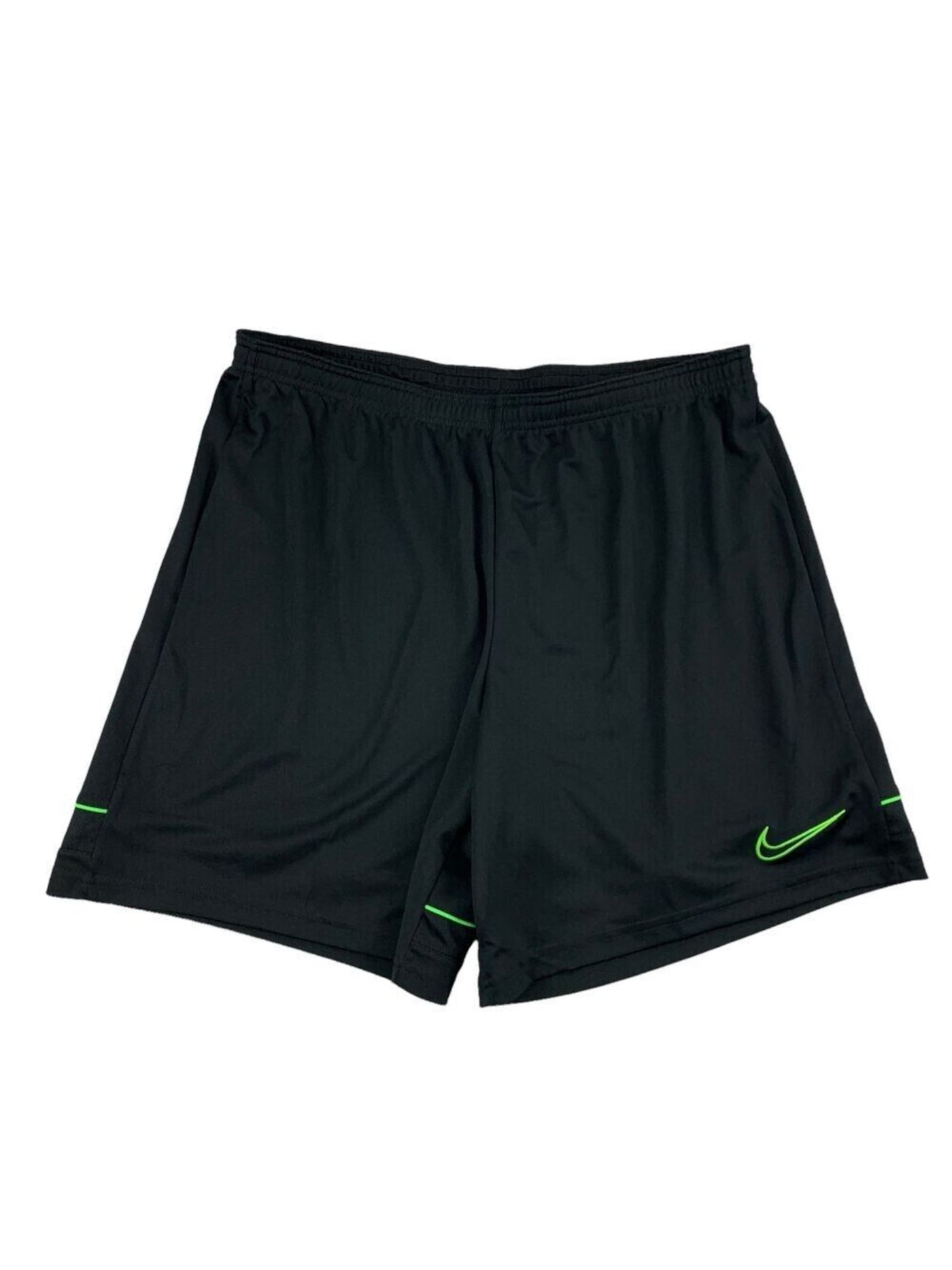 NIKE Mens Academy Soccer Black Drawstring, Logo Graphic Relaxed Fit Stretch Athletic Shorts S