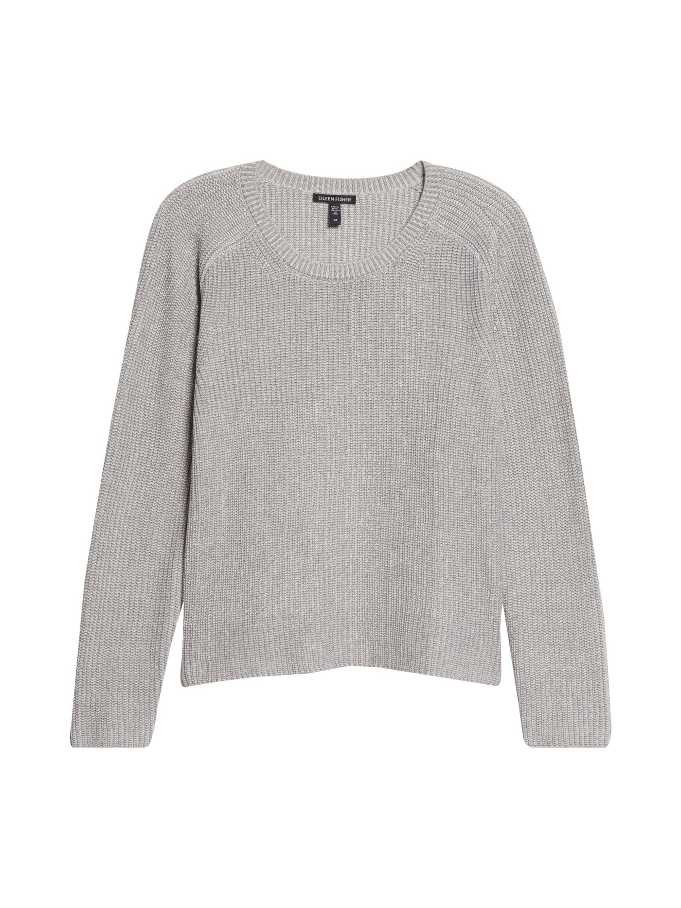 EILEEN FISHER Womens Gray Ribbed Drop-shoulder Knit Long Sleeve Scoop Neck Sweater Petites PP