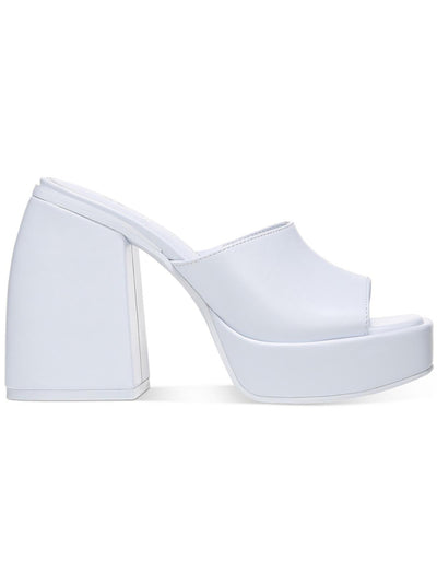 BAR III Womens White 1-1/2" Platform Padded Goring Nessa Square Toe Sculpted Heel Slip On Dress Heeled Sandal 9 M