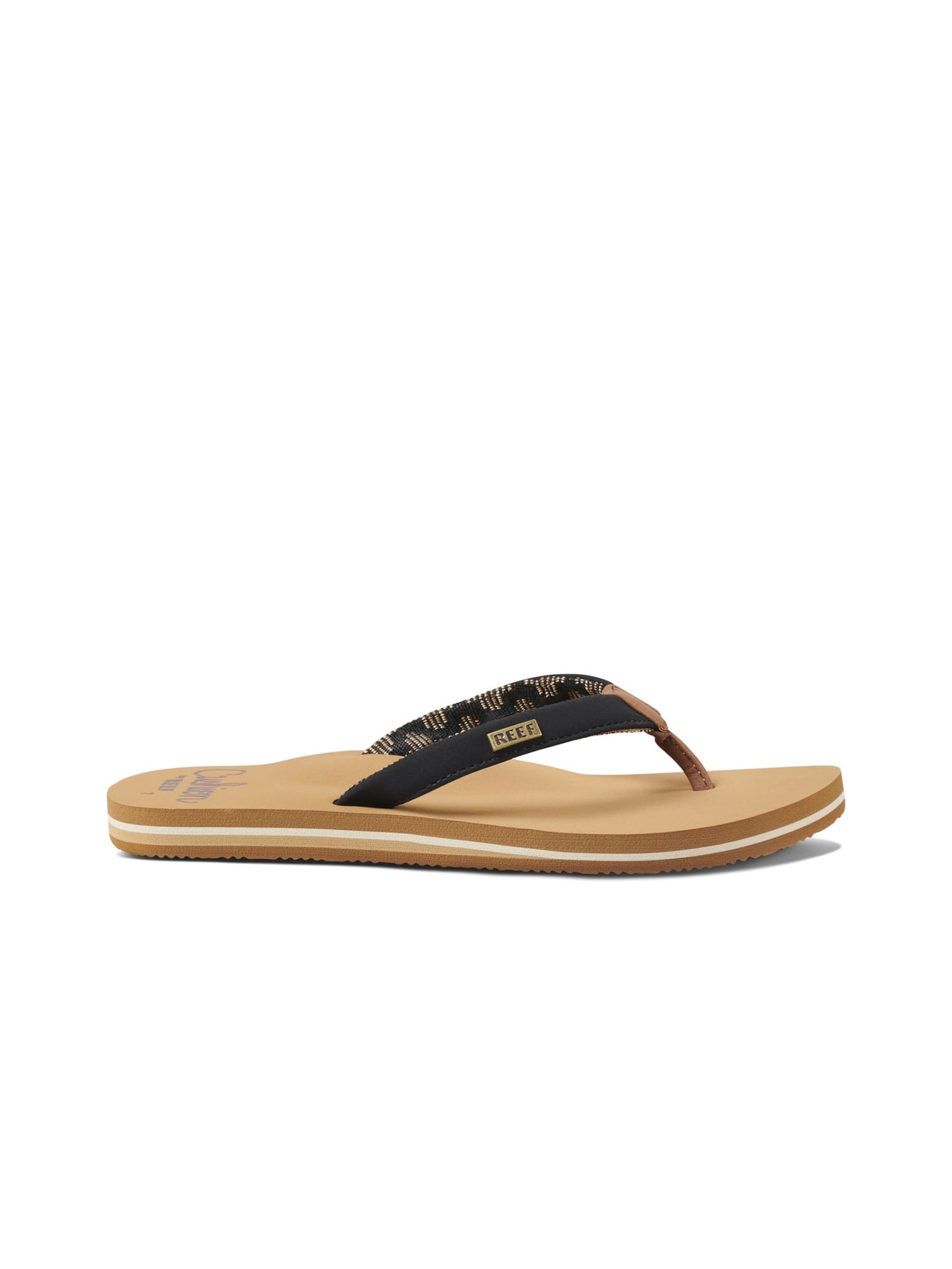 REEF Womens Black Comfort Cushion Sands Round Toe Slip On Thong Sandals Shoes 7