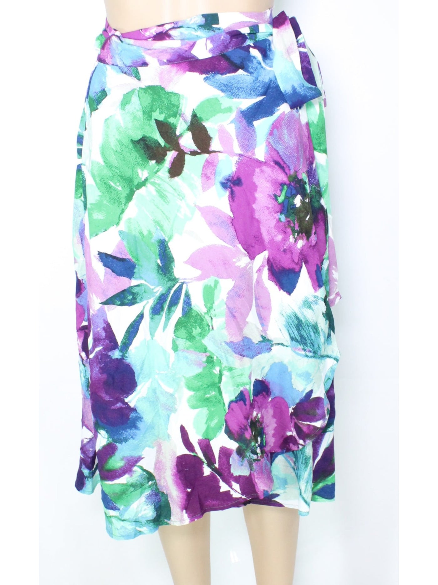 JAMS WORLD Womens Purple Unlined Tie Floral Maxi Wrap Skirt XL