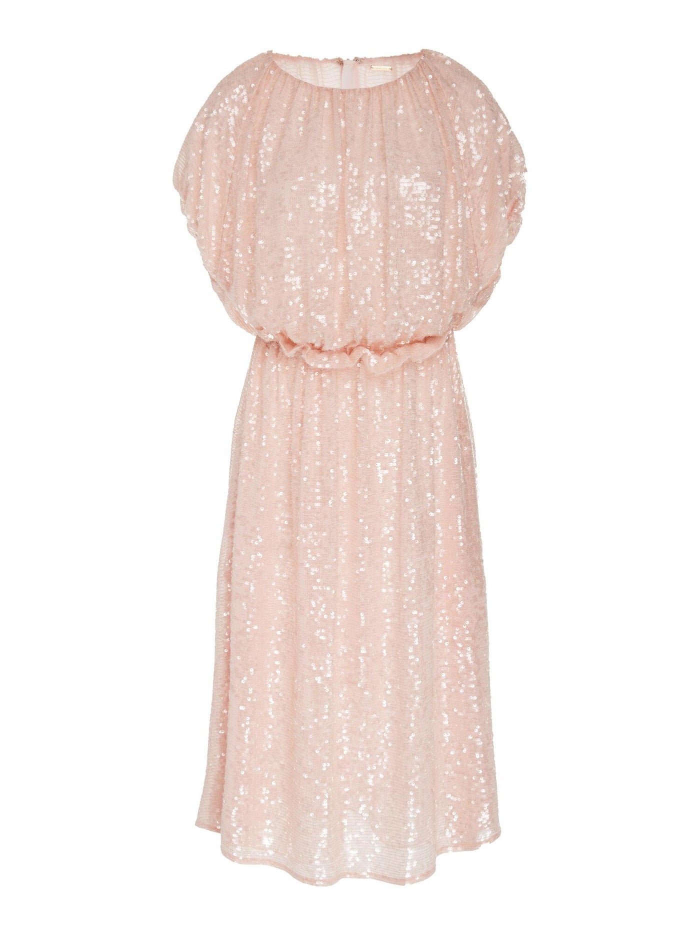 Adam Lippes Womens Pink Sequined Sleeveless Jewel Neck Below The Knee Cocktail Fit + Flare Dress 0