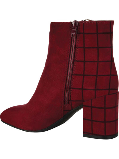 JOURNEE COLLECTION Womens Burgundy Geometric Zipper Accent Padded Sarah Square Toe Block Heel Zip-Up Dress Booties 9