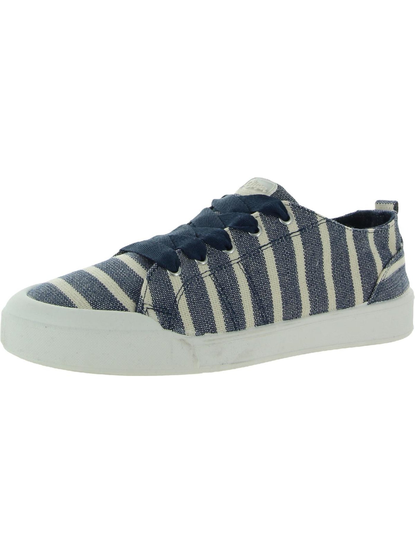 SUGAR Womens Navy Blue Striped Cushioned Festival Round Toe Lace-Up Athletic Sneakers Shoes 10 M