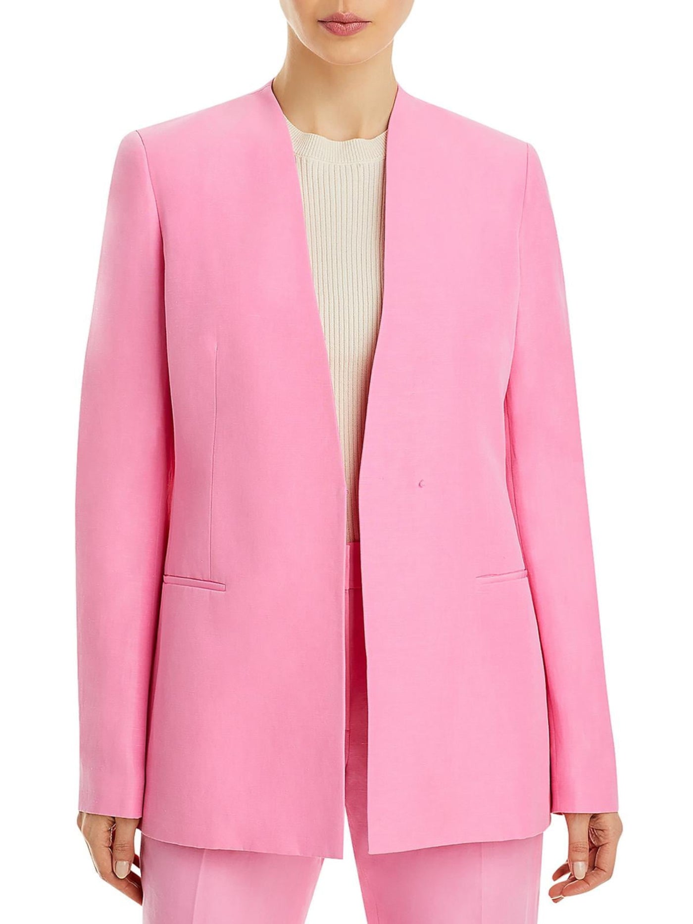 LAFAYETTE 148 NEW YORK Womens Pink Pocketed Lined Hook And Eye Closure Vented Back Wear To Work Blazer Jacket 0