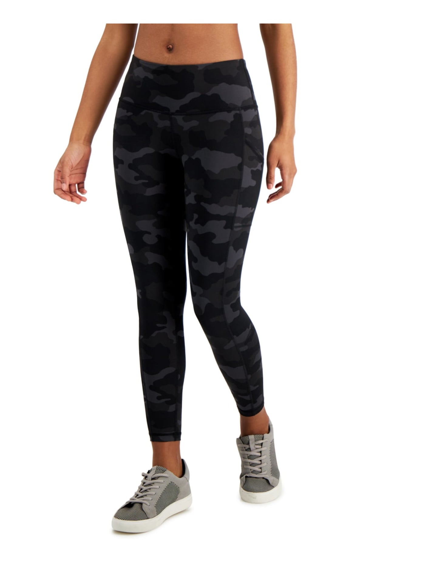 IDEOLOGY Womens Black Pocketed Ankle Length Camouflage Active Wear Skinny Leggings S