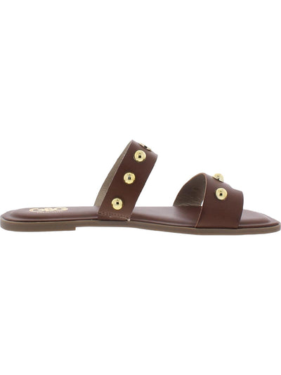 GBG LOS ANGELES Womens Brown Toe-Loop Studded Padded Ritsa Square Toe Slip On Slide Sandals 7.5 M
