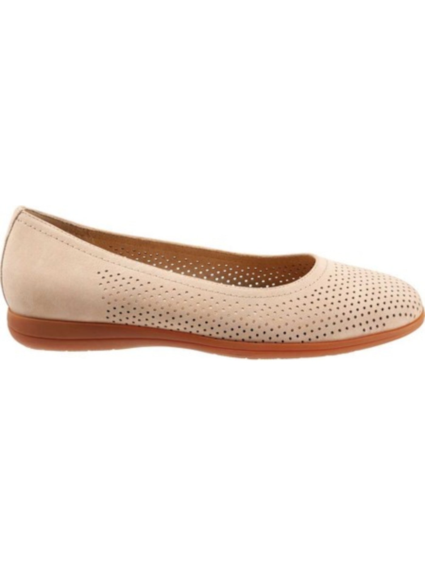 TROTTERS Womens Beige Perforated Removable Insole Cushioned Absorbs Impact Arch Support Non-Slip Darcey Round Toe Wedge Slip On Leather Ballet Flats 9.5 M