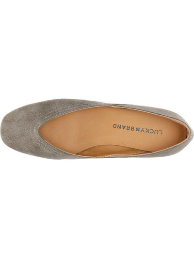 LUCKY BRAND Womens Gray Stitch Detailing Notched At Sides Comfort Alba Square Toe Slip On Leather Flats Shoes 12 M