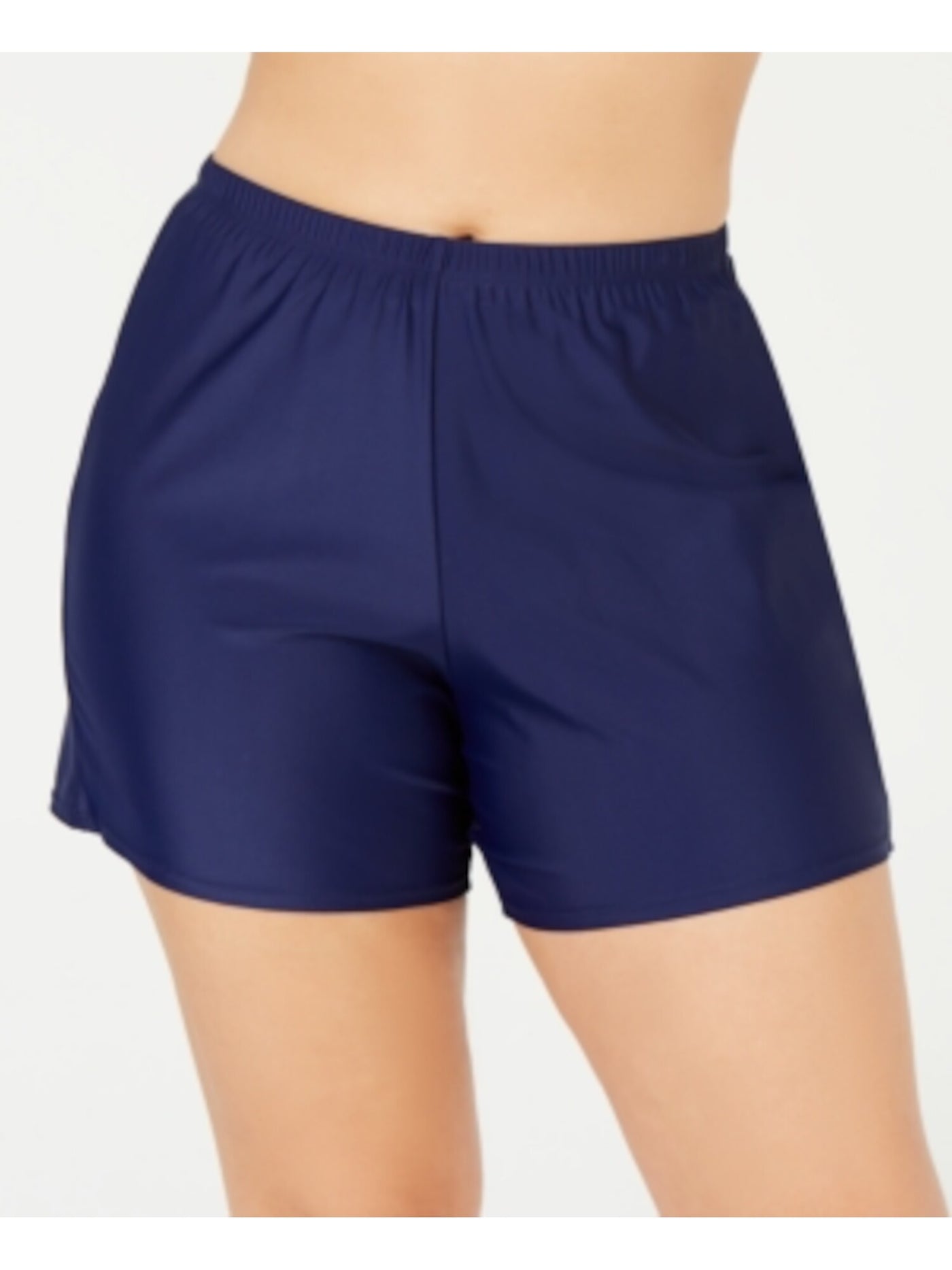 ISLAND ESCAPE Women's Navy Thigh Minimizing Lined Full Coverage Stretch Board Shorts 22W