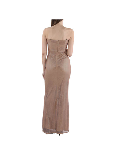 DONNA KARAN NEW YORK Womens Beige Embellished Zippered Strapless Lined Sweetheart Neckline Full-Length Evening Gown Dress 14