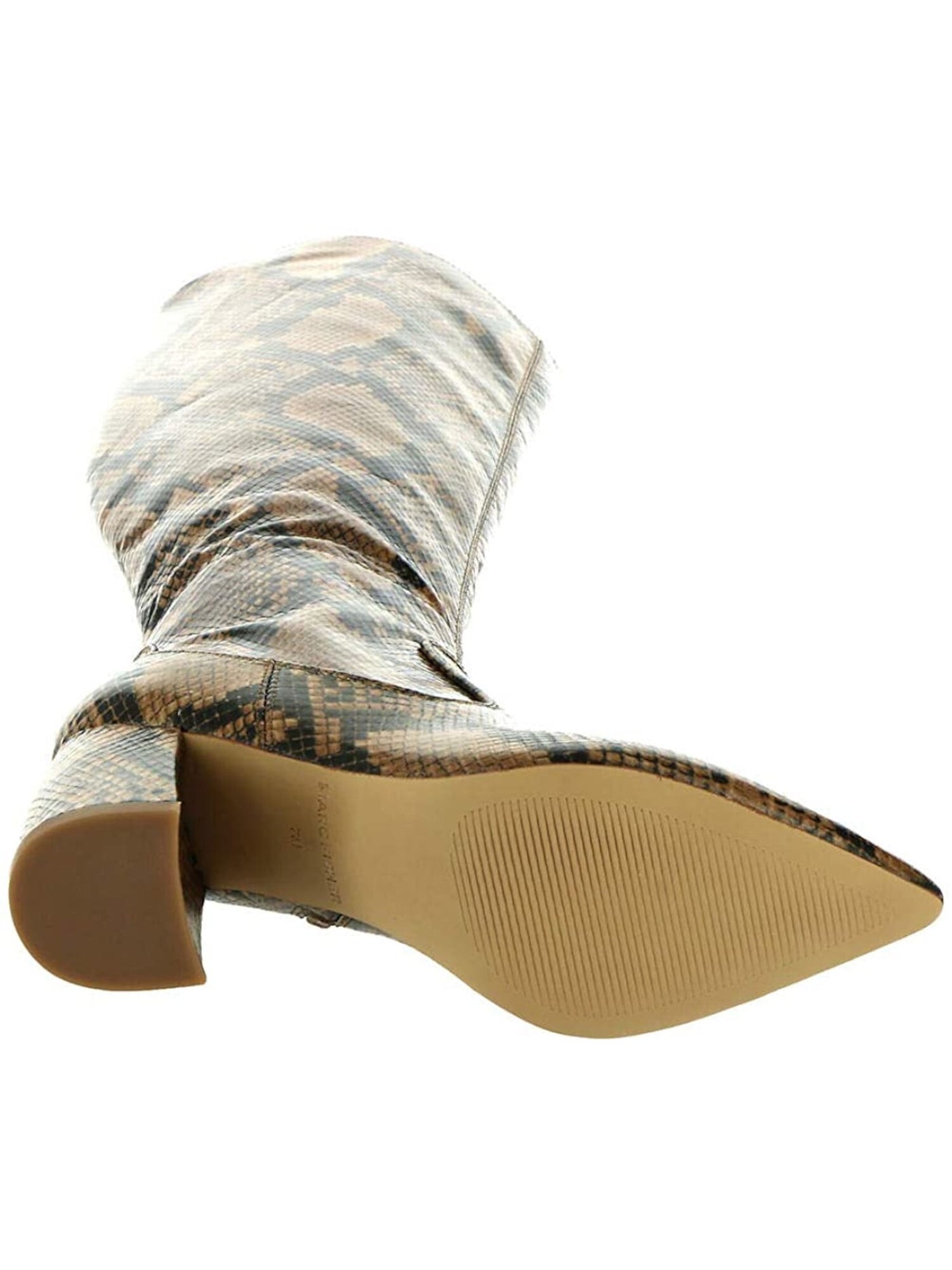 MARC FISHER Womens Brown Snakeskin Padded Comfort Retie Pointed Toe Block Heel Zip-Up Boots Shoes M