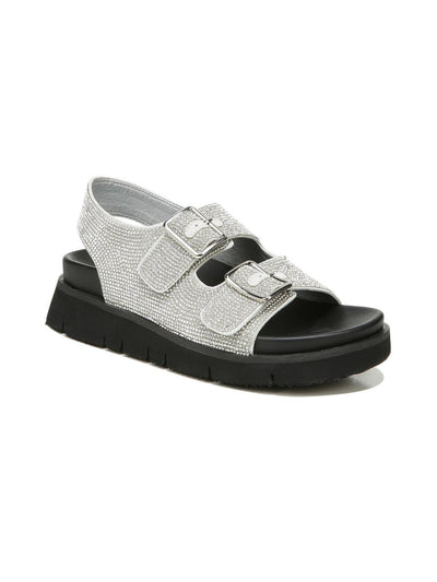 BAR III Womens Silver Sport Embellished Adjustable Kiwi Round Toe Buckle Sandals Shoes 7 M