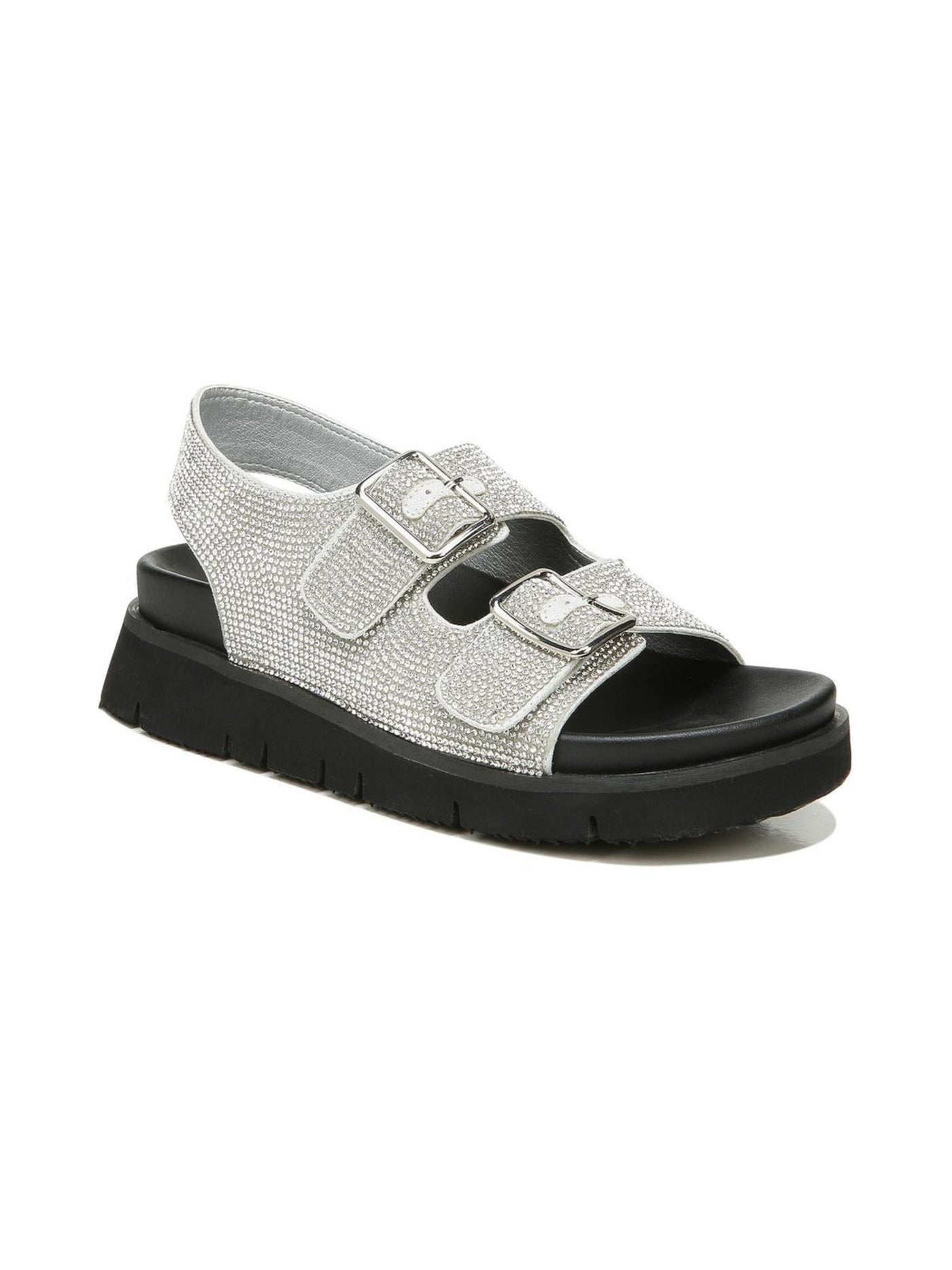 BAR III Womens Silver Sport Embellished Adjustable Kiwi Round Toe Buckle Sandals Shoes 6.5 M