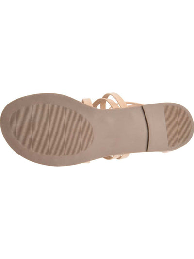 JOURNEE COLLECTION Womens Beige Strappy Buckle Accent Padded Zailie Round Toe Zip-Up Gladiator Sandals Shoes M