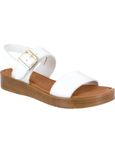 BELLA VITA Womens White 1/2" Platform Padded Ankle Strap Tay-italy Round Toe Wedge Buckle Leather Slingback Sandal 7 W