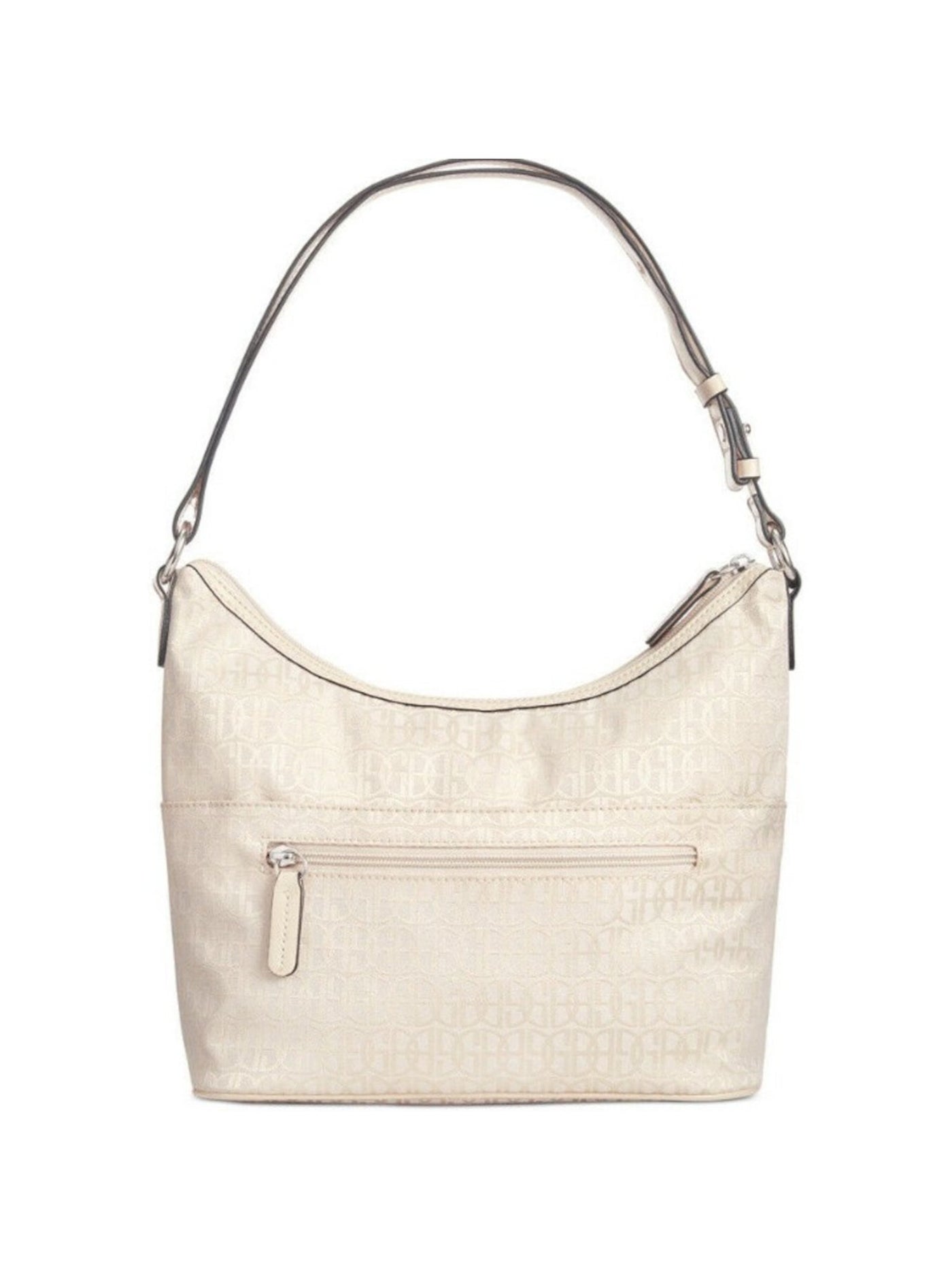 GIANI BERNINI Women's Ivory Annabelle Logo Polyester Studded Logo Hardware Single Strap Hobo Handbag Purse