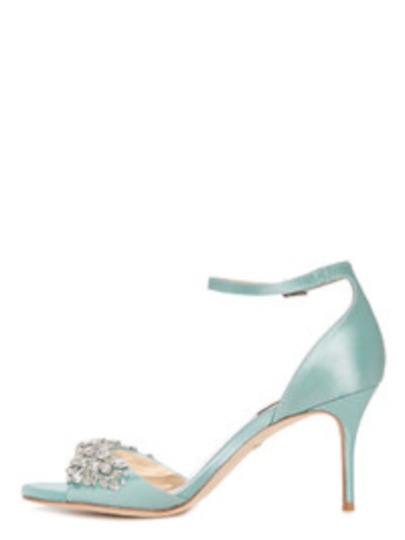BADGLEY MISCHKA Womens Aqua Ankle Strap Embellished Bankston Round Toe Stiletto Buckle Dress Sandals Shoes 6