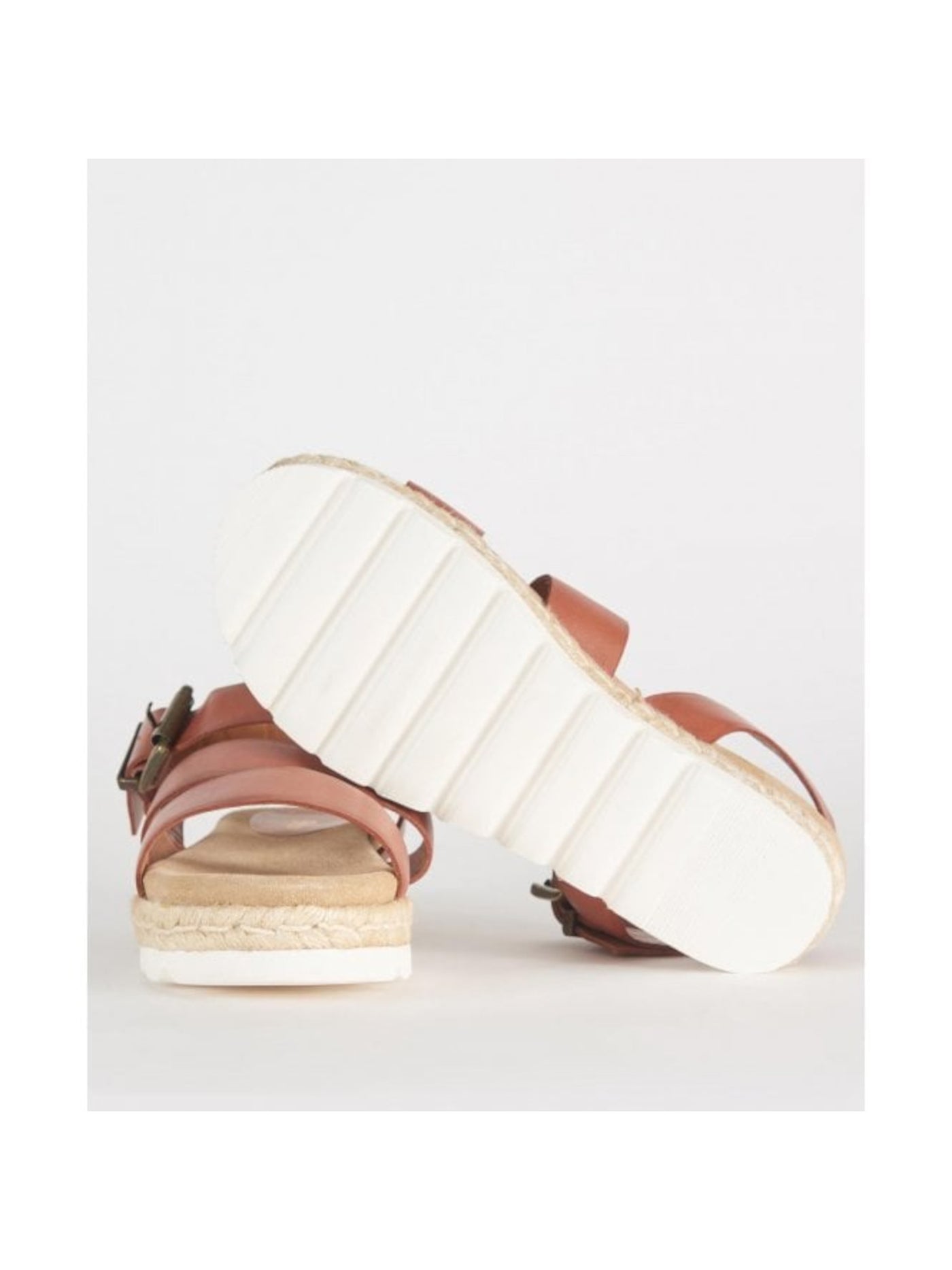 BARBOUR Womens Brown Padded Gabbie Round Toe Platform Buckle Leather Slingback Sandal
