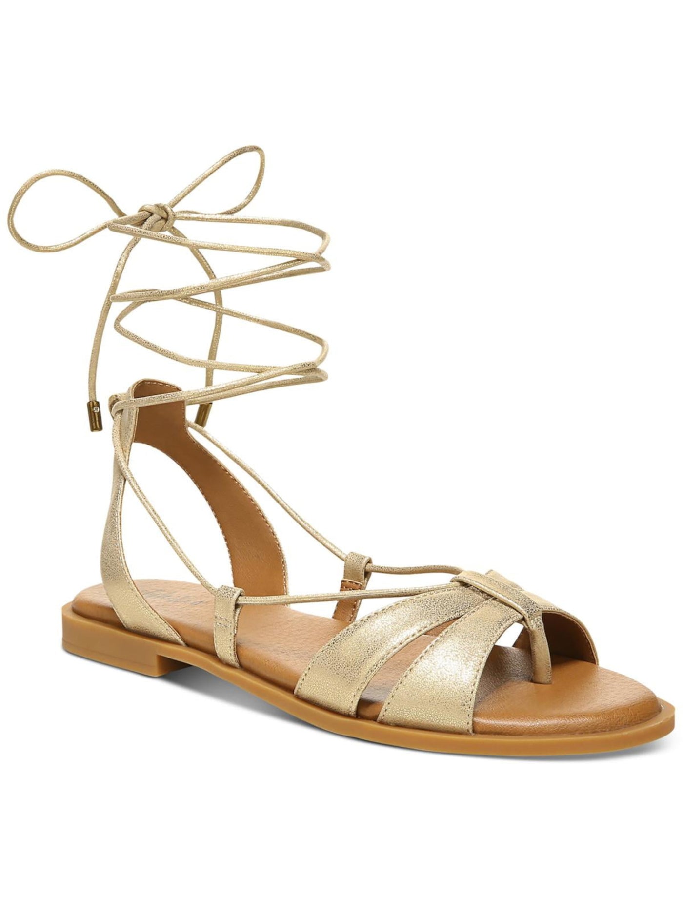 STYLE & COMPANY Womens Gold Strappy Padded Cairro Round Toe Lace-Up Sandals Shoes 6 M
