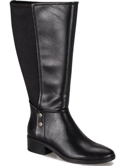 BARETRAPS Womens Black Stretch Almond Toe Stacked Heel Zip-Up Boots 7