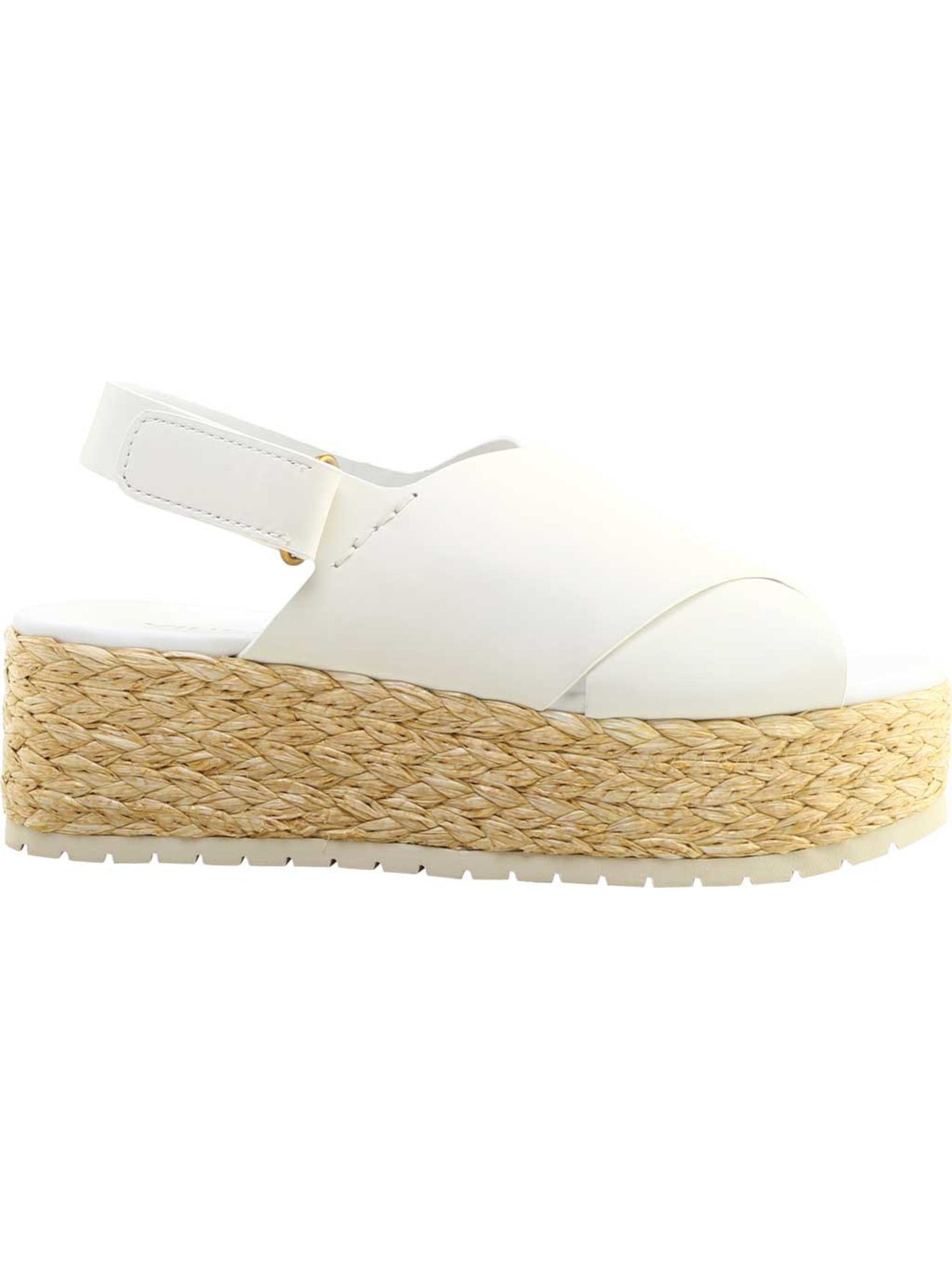 VINCE. Womens White 1-1/2" Platform Padded Jesson Round Toe Wedge Leather Espadrille Shoes 10 M