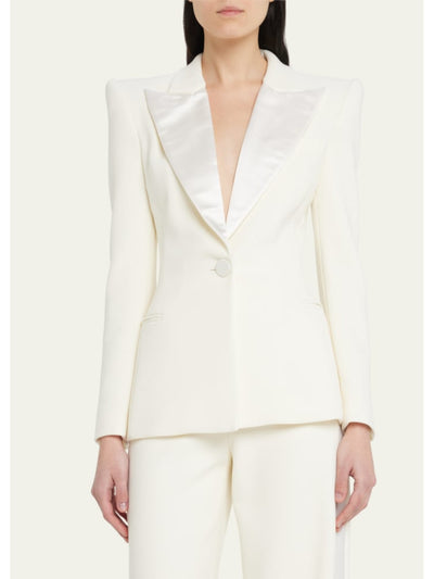 SERGIO HUDSON Womens Ivory Pocketed Lined Padded Shoulders Tuxedo Style Evening Blazer Jacket 10