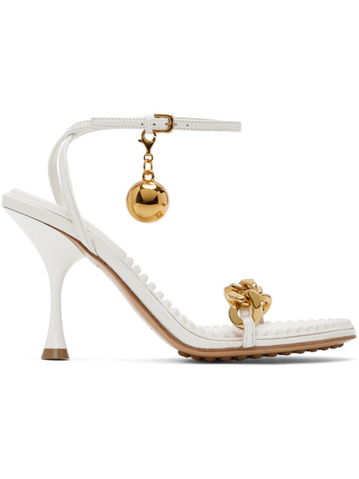 BOTTEGA VENETA Womens White Embellished Adjustable Open Toe Stiletto Buckle Dress Heeled Sandal 38
