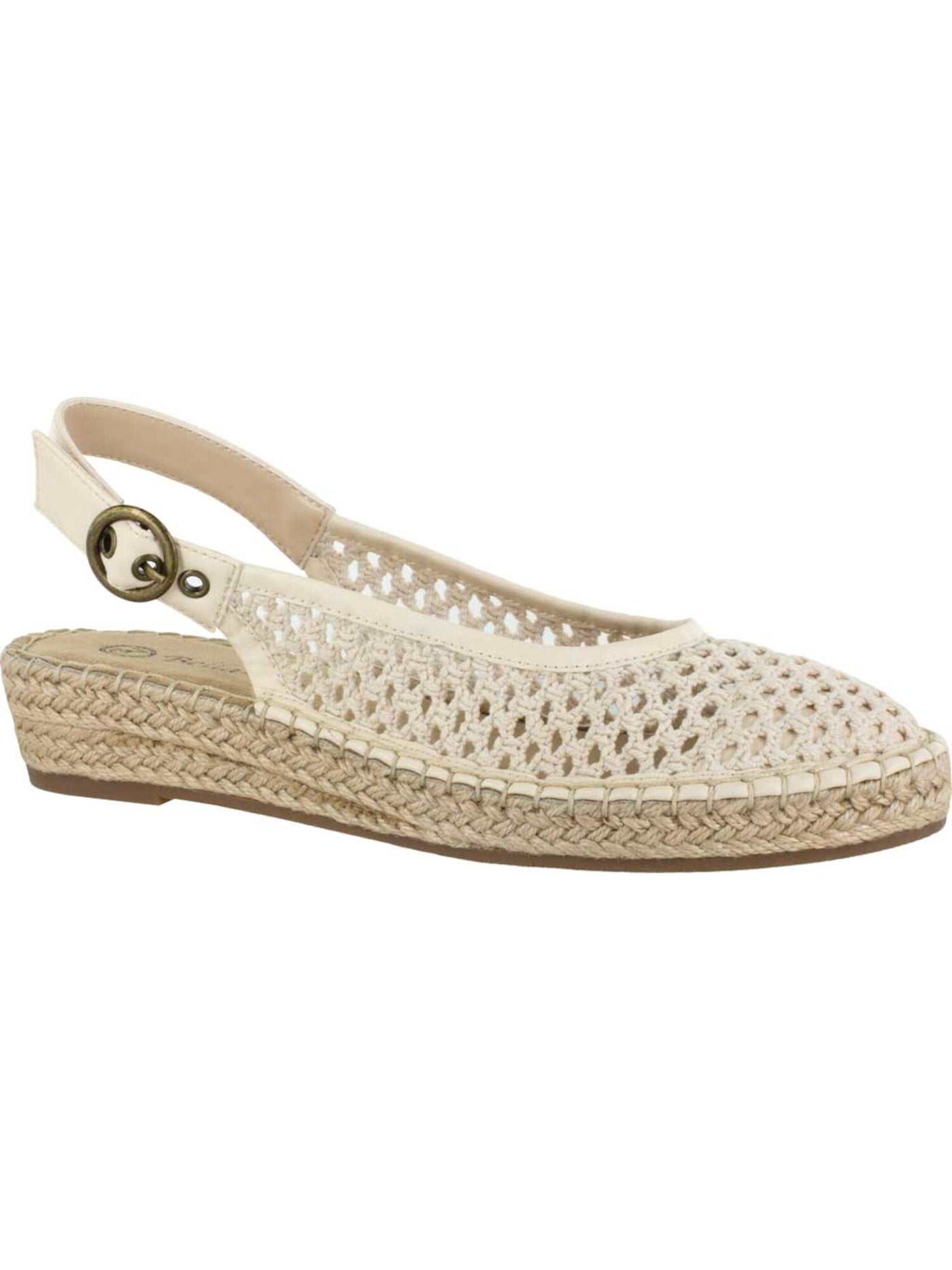 BELLA VITA Womens Beige Crochet 0.5" Platform Jute Wrapped Cushioned Comfort Olive Ii Round Toe Wedge Buckle Espadrille Shoes 8.5 W