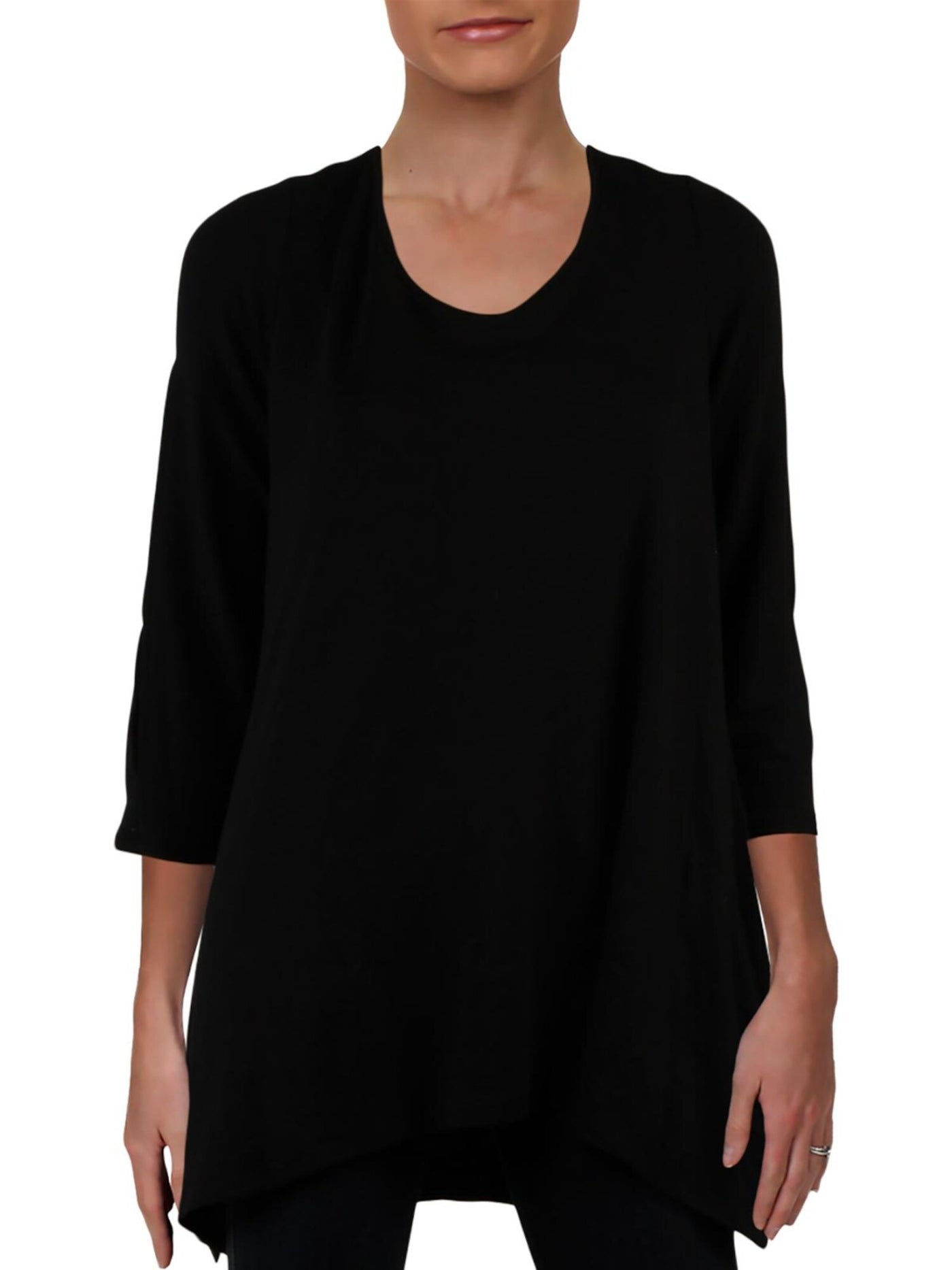 CUPIO BLUSH Womens Knit Round Neck 3/4 Split Sleeve Handkerchief Top