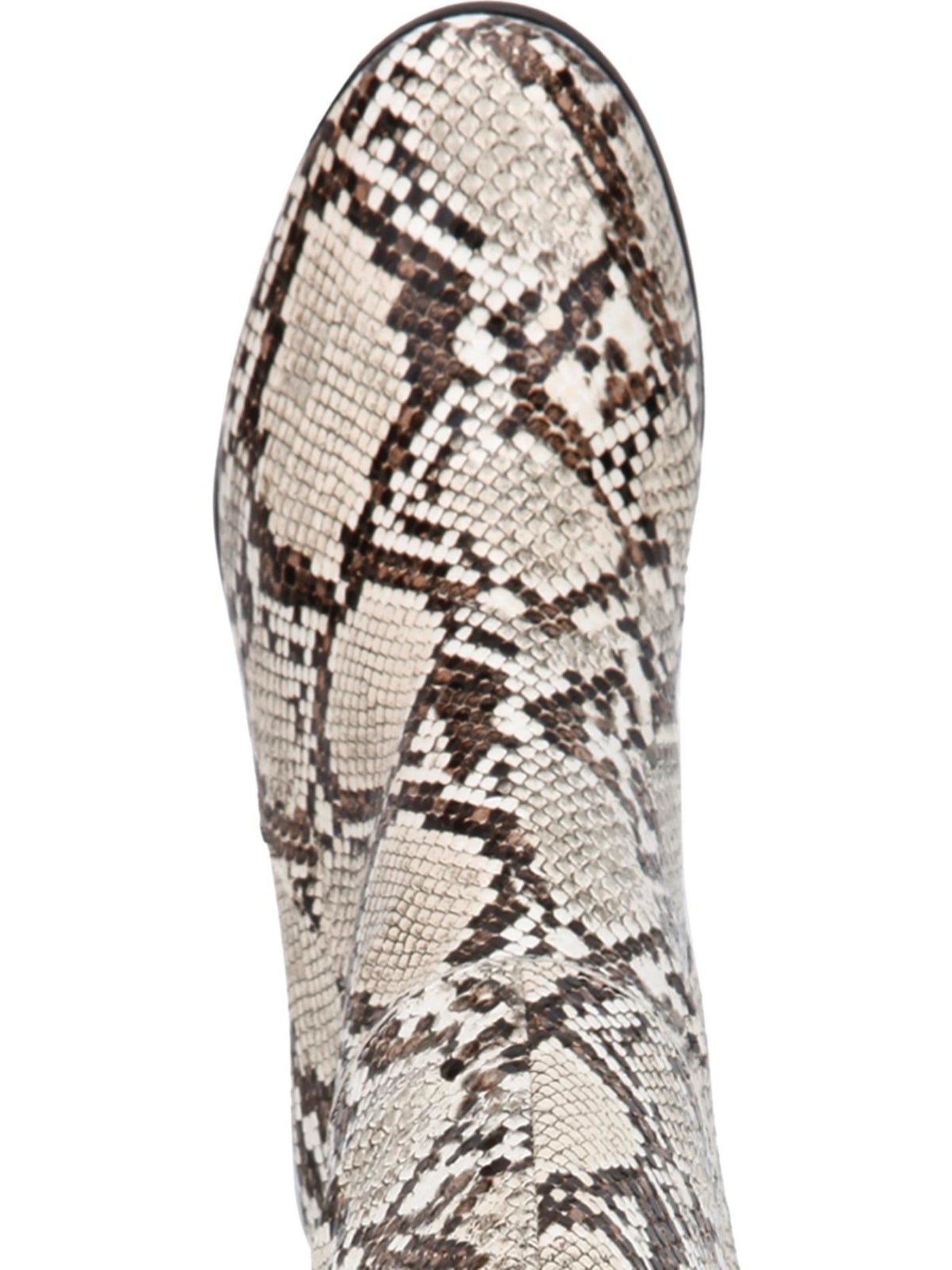 KENNETH COLE NEW YORK Womens Beige Snake Skin Print Justin Round Toe Block Heel Zip-Up Dress Heeled Boots M