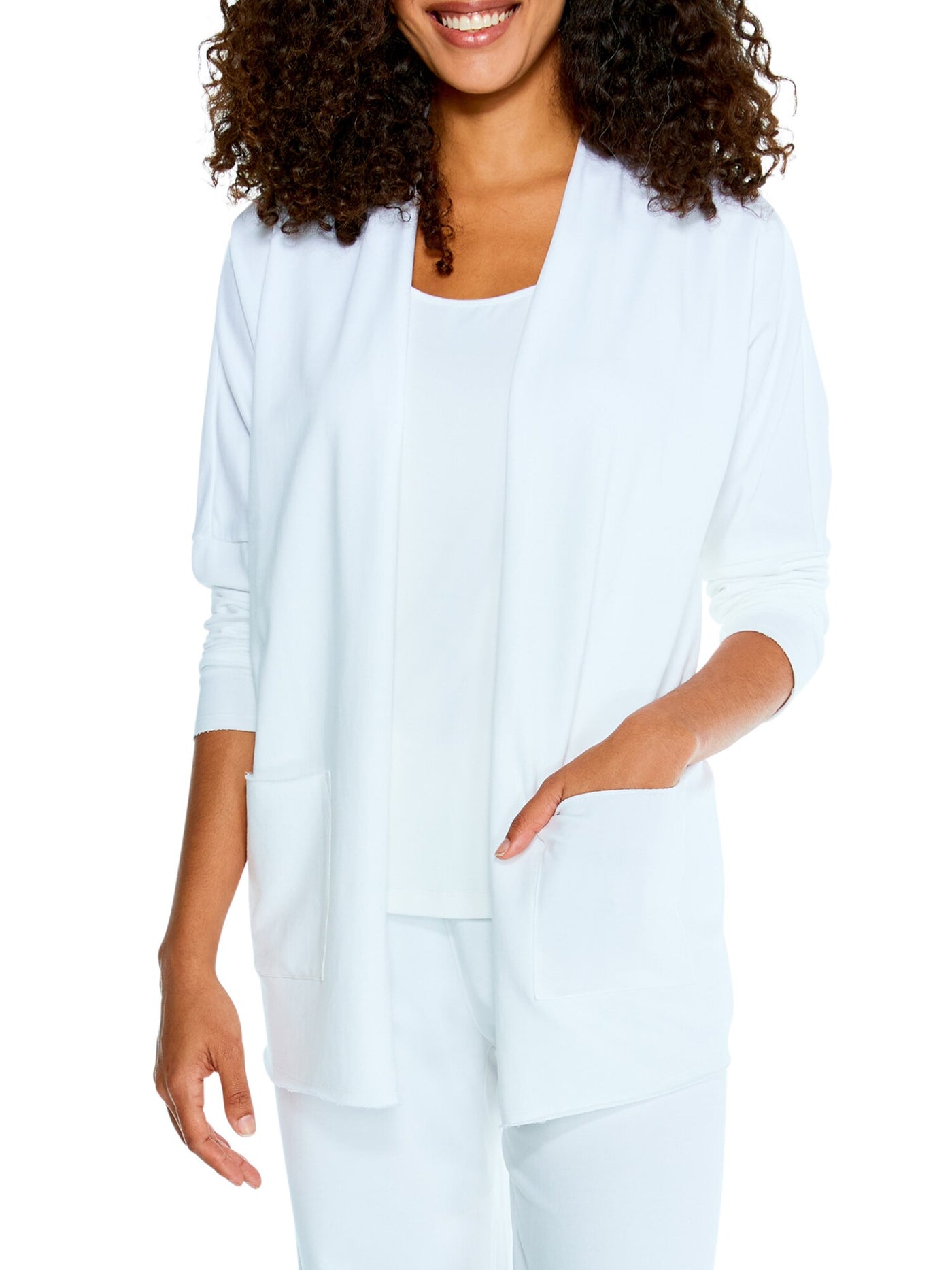 CUPIO BLUSH Womens Ivory Pocketed Dolman Sleeve Open Front Wear To Work Cardigan XL