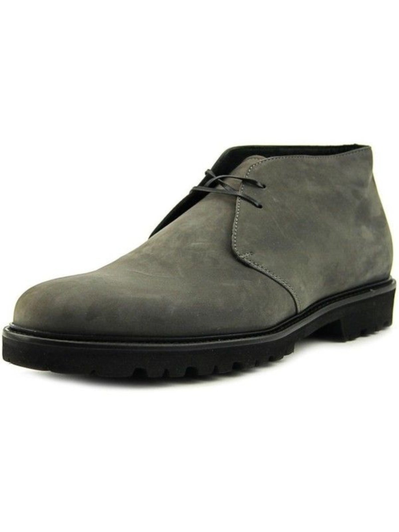 THEORY Mens Gray Lug Sole Padded Richmond Round Toe Block Heel Lace-Up Leather Chukka Boots 11.5