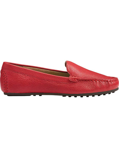 AEROSOLES Womens Red Snake Whipstitch Comfort Treaded Over Drive Round Toe Slip On Leather Moccasins Shoes 9.5 M