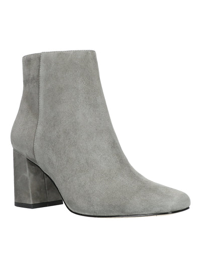 BELLA VITA Womens Gray Wilma Square Toe Block Heel Zip-Up Booties 9.5 N