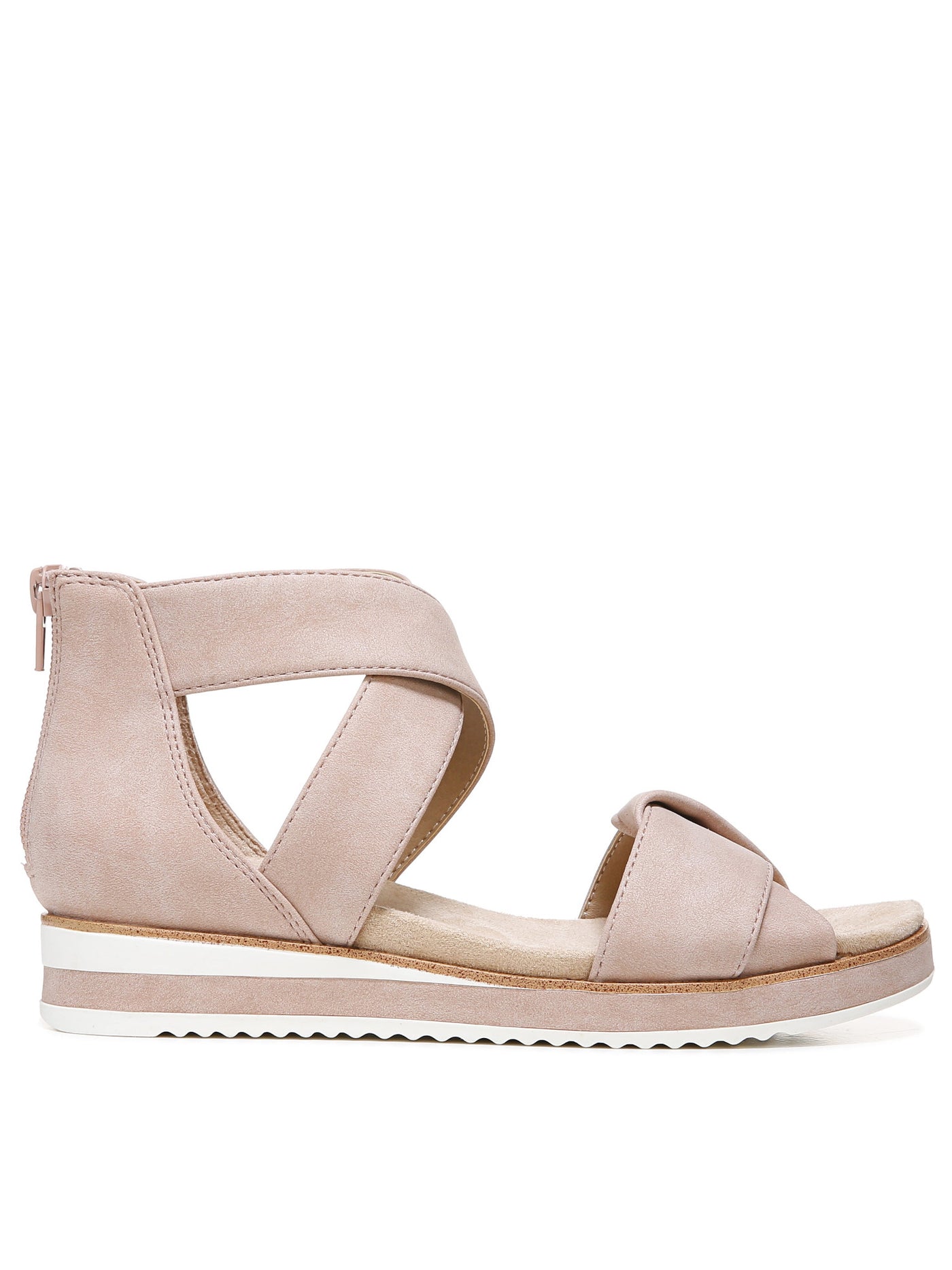 LIFE STRIDE Womens Pink Strappy 1" Platform Cushioned Goring Zoom Round Toe Wedge Zip-Up Sandals Shoes 7 M
