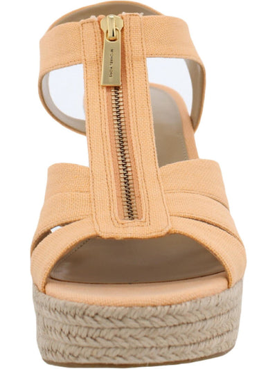 MICHAEL KORS Womens Cantaloupe Orange Padded Ankle Strap Berkley Round Toe Wedge Zip-Up Espadrille Shoes 5 M