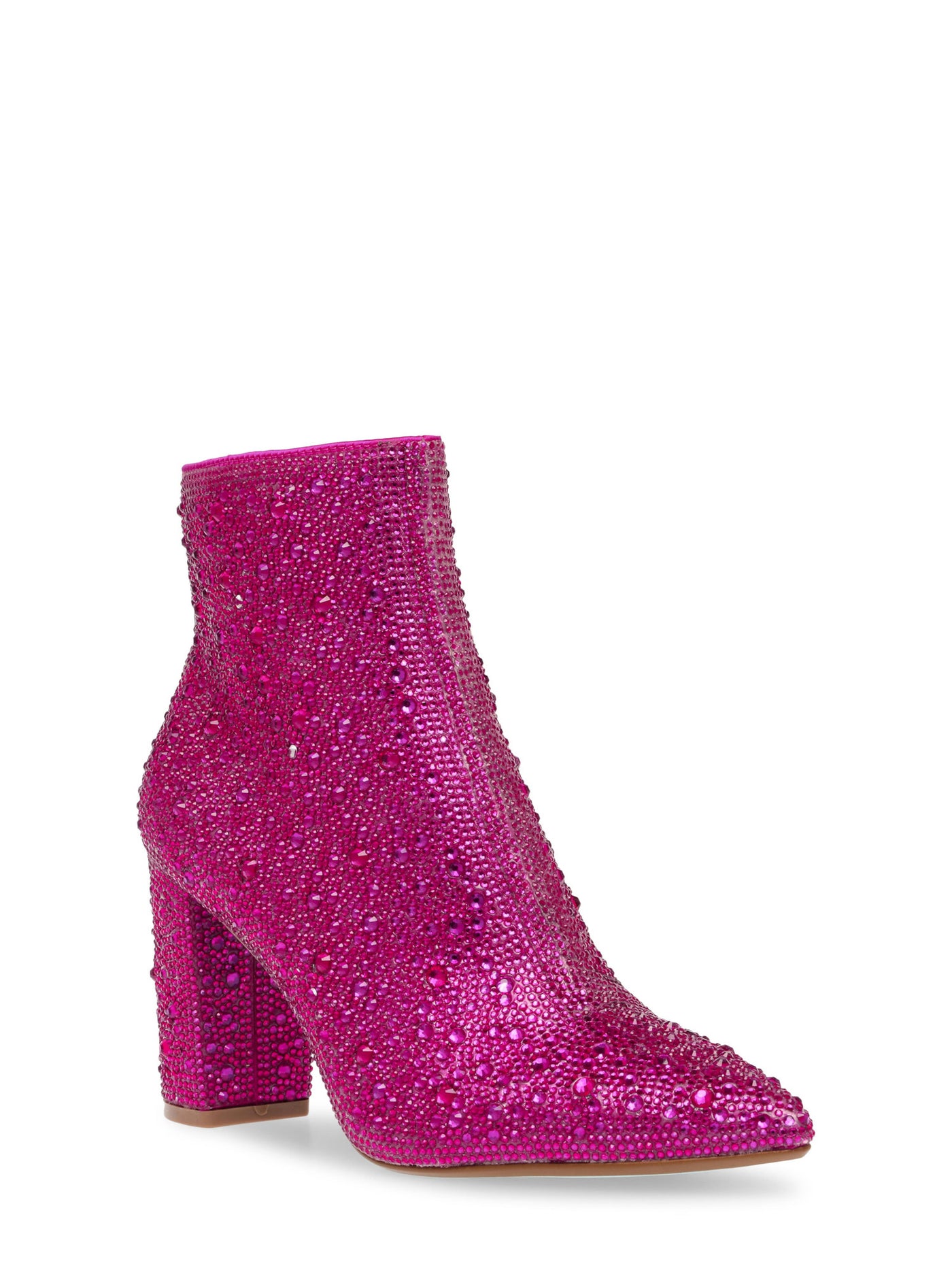 BETSEY JOHNSON Womens Pink Padded Rhinestone Embellished Cady Pointed Toe Block Heel Zip-Up Dress Booties 5 M