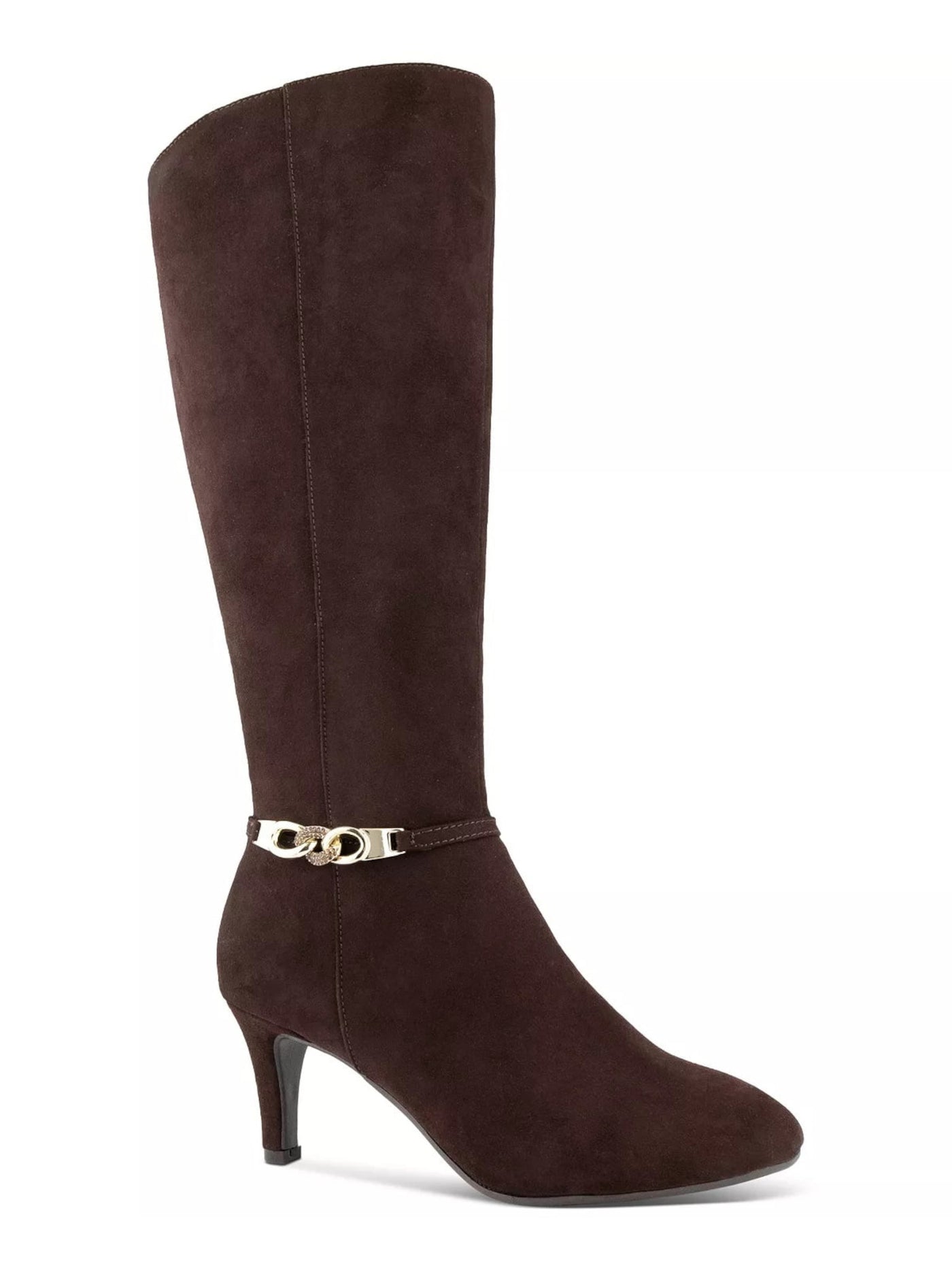 KAREN SCOTT Womens Choco Brown Wide Calf Padded Hanna Almond Toe Sculpted Heel Zip-Up Dress Boots 6.5 M WC