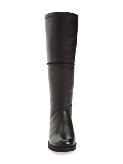 UGG Womens Black Treaded Kendi Round Toe Wedge Zip-Up Leather Boots 6.5