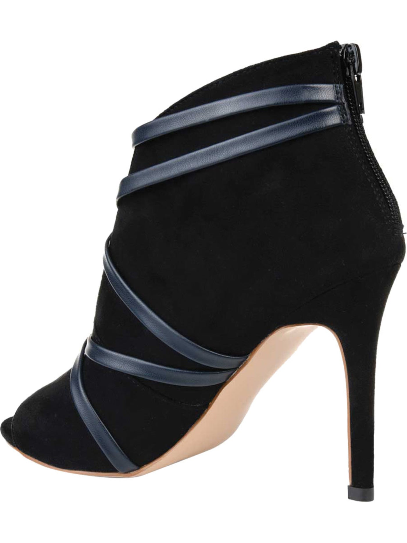 JOURNEE COLLECTION Womens Black Strappy Padded Samara Peep Toe Zip-Up Dress Booties 6.5 M