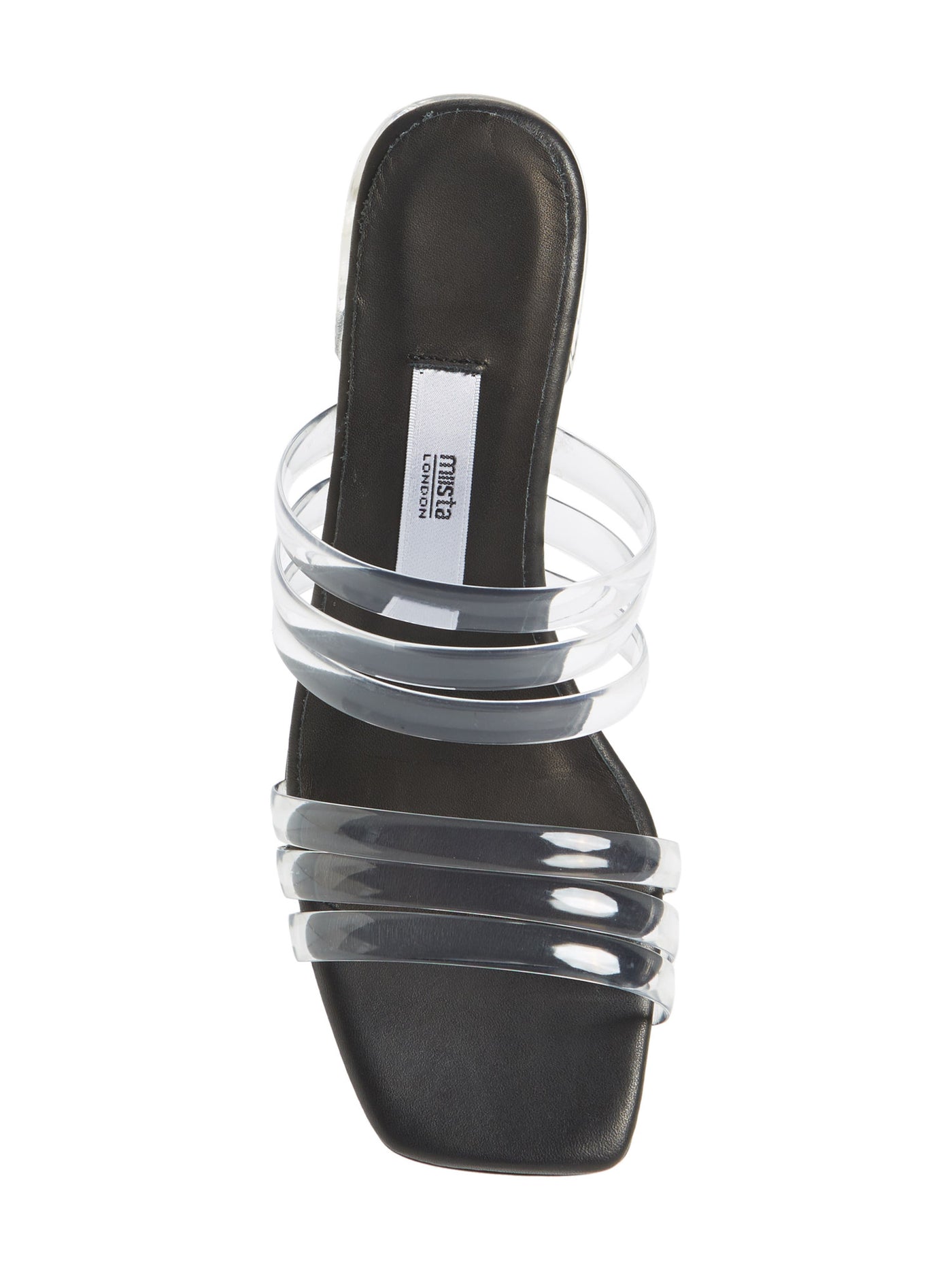 MIISTA Womens Black Strappy Comfort Helena Square Toe Block Heel Slip On Slide Sandals Shoes 39