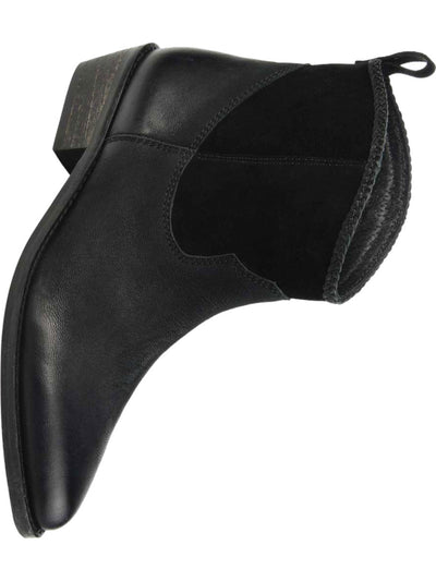JOURNEE SIGNATURE Womens Black Pull Tab Western Braided Comfort Carmela Almond Toe Block Heel Slip On Leather Booties 9 M