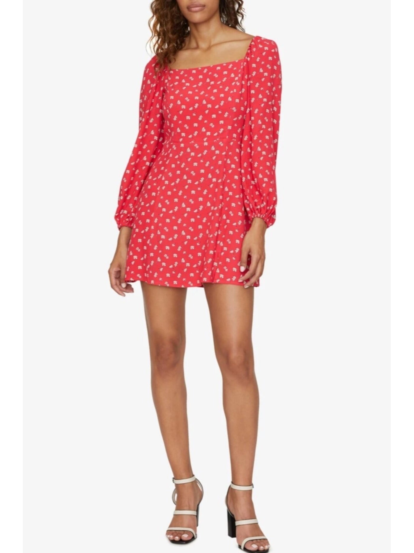 red floral fit and flare dress Cocktail Dress Red Fit And Flare Rosette V-neck Sleeveless Fit And Flare Mini Dress With Pockets