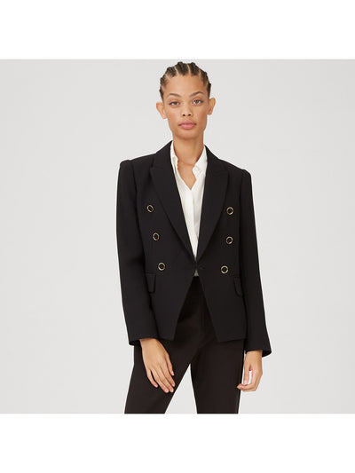 CLUB MONACO Womens Black Pocketed Lined Tailored Fit Back Vent Wear To Work Blazer Jacket 00