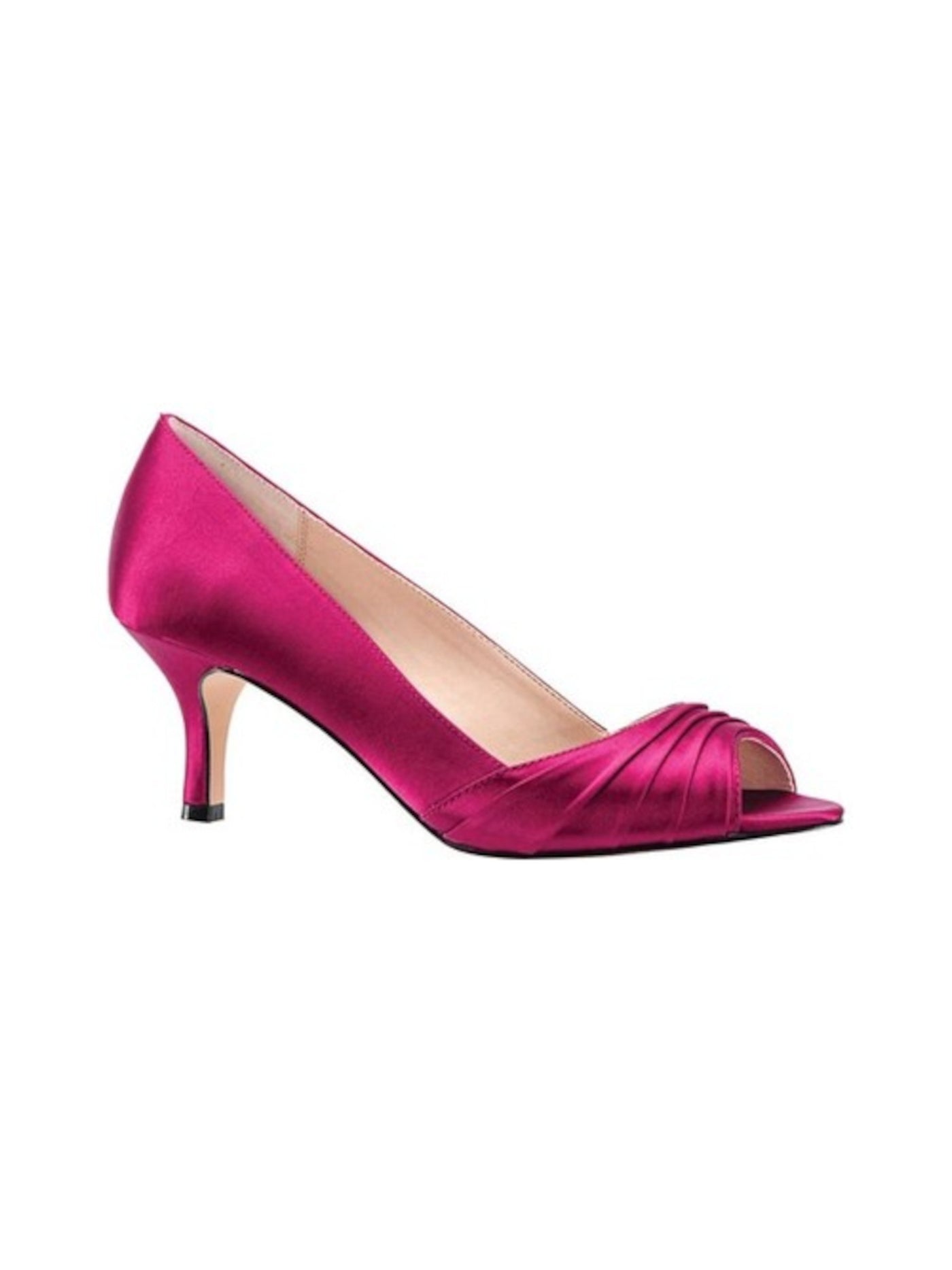 NINA Womens Pink Evening Cushioned Pleated Chezare Round Toe Kitten Heel Slip On Dress Pumps Shoes 6.5 M