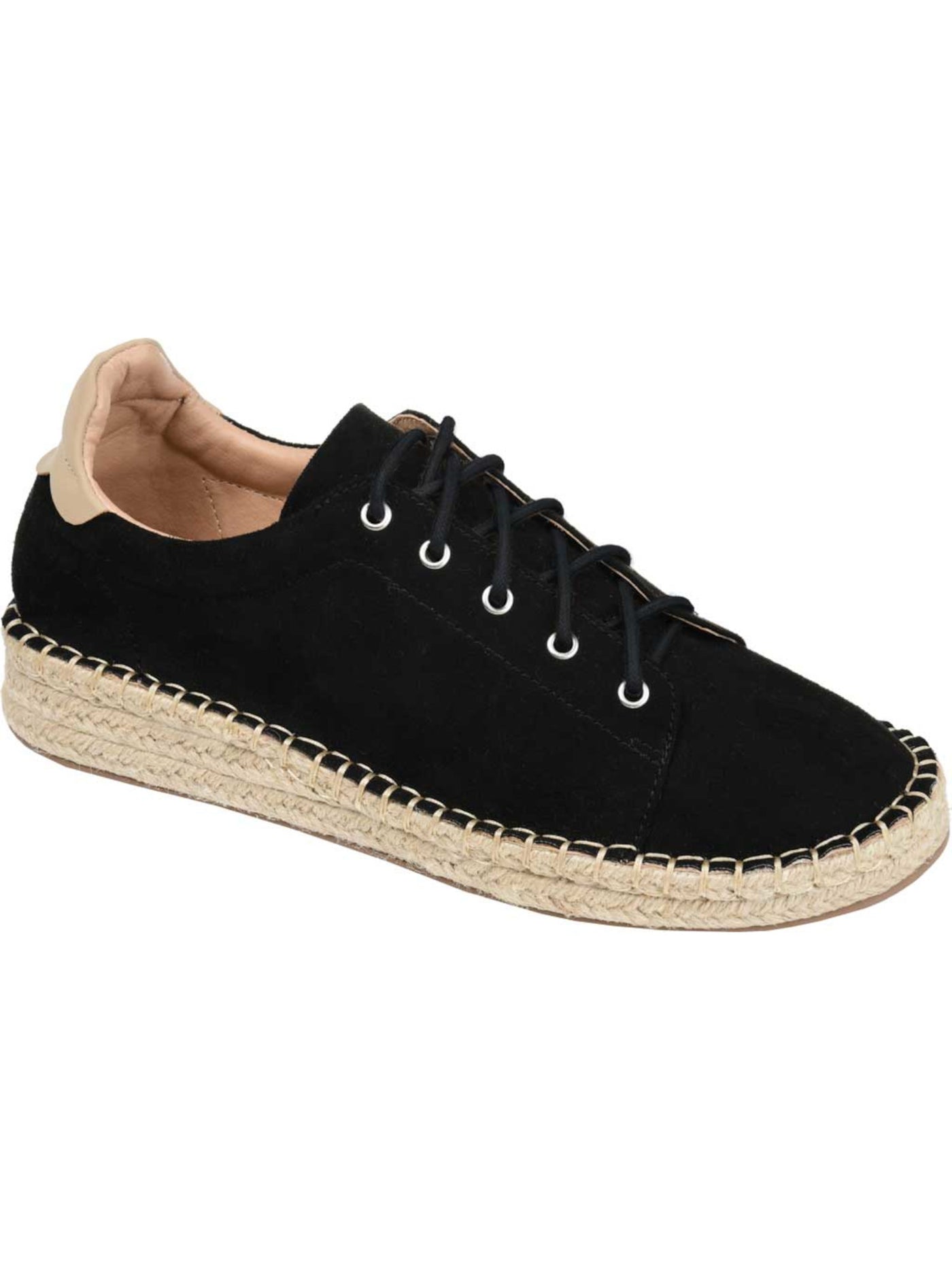 JOURNEE COLLECTION Womens Black Espadrille Detail Whipstitch Accent 1/2" Platform Cushioned Jordi Round Toe Wedge Lace-Up Sneakers Shoes 11 M