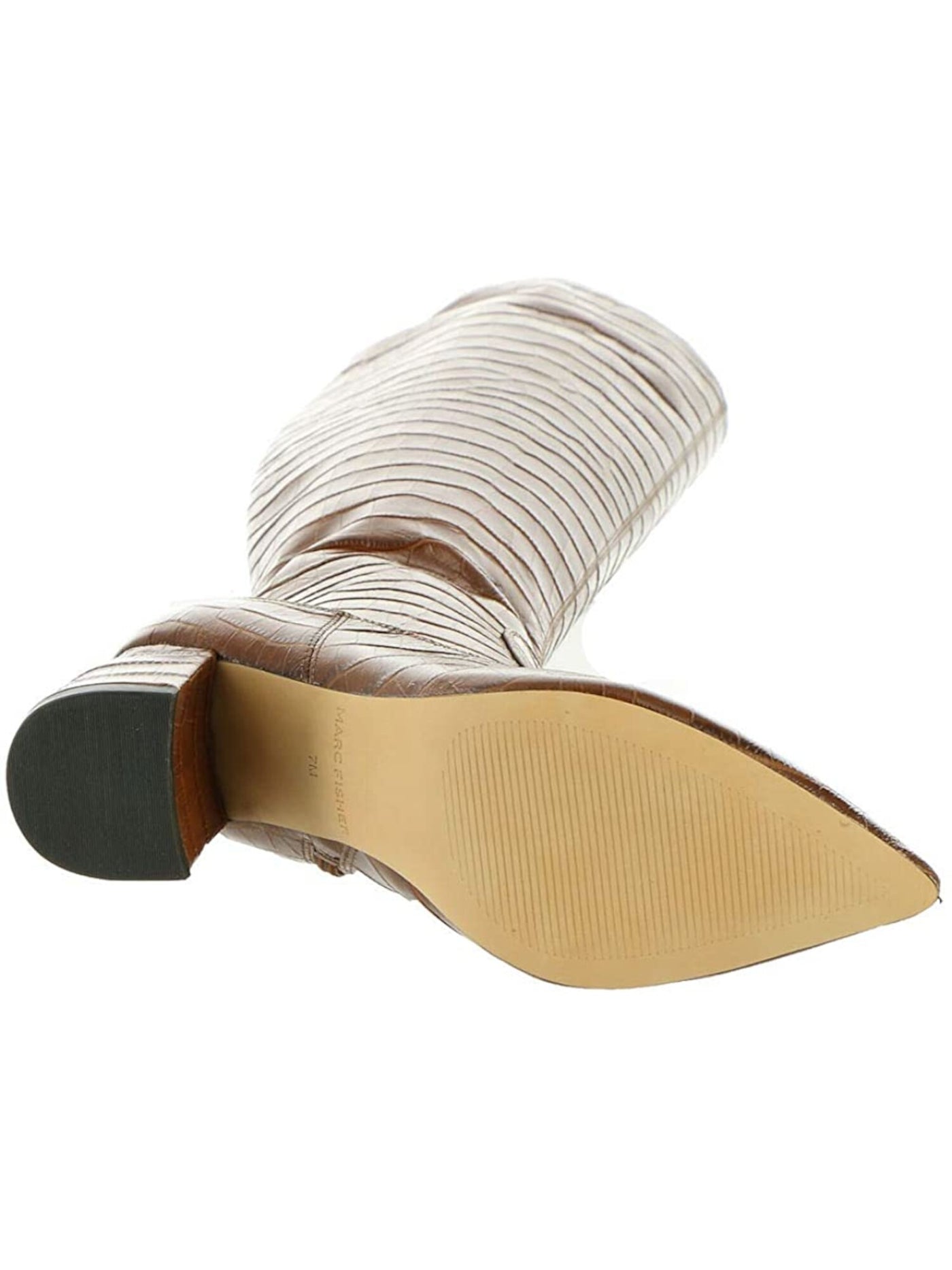 MARC FISHER Womens Brown Croc Padded Retie Pointed Toe Block Heel