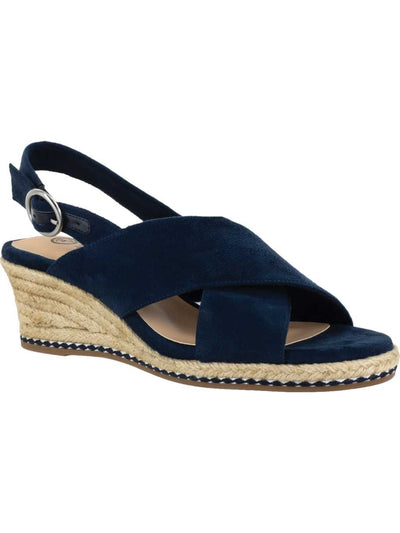 BELLA VITA Womens Navy 1/2" Platform Cushioned Comfort Nadette Ii Round Toe Wedge Buckle Espadrille Shoes 6.5 M